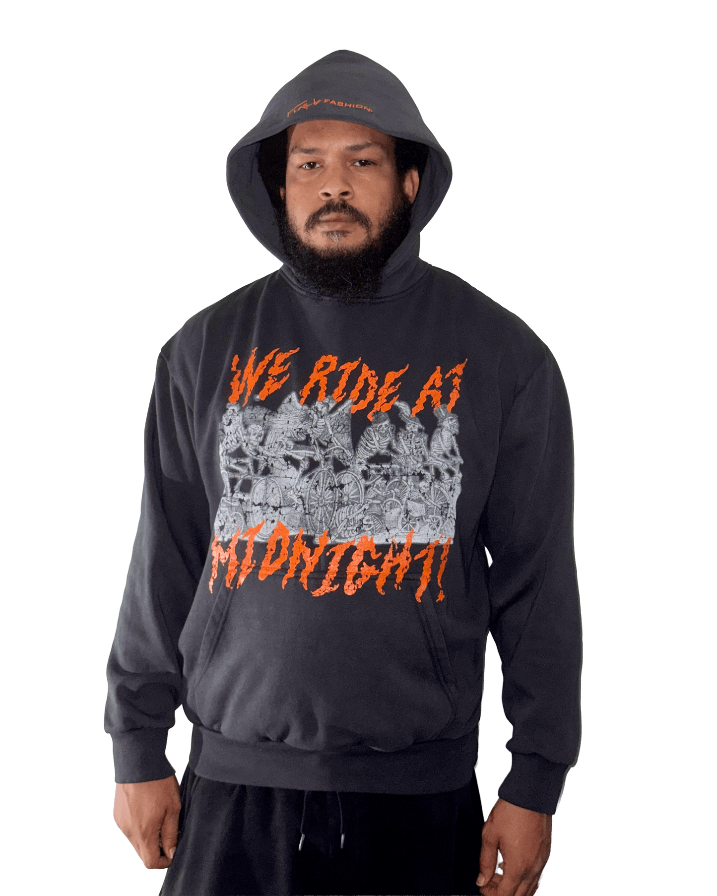 We Ride at Midnight Faded Black Hoodie Preorder