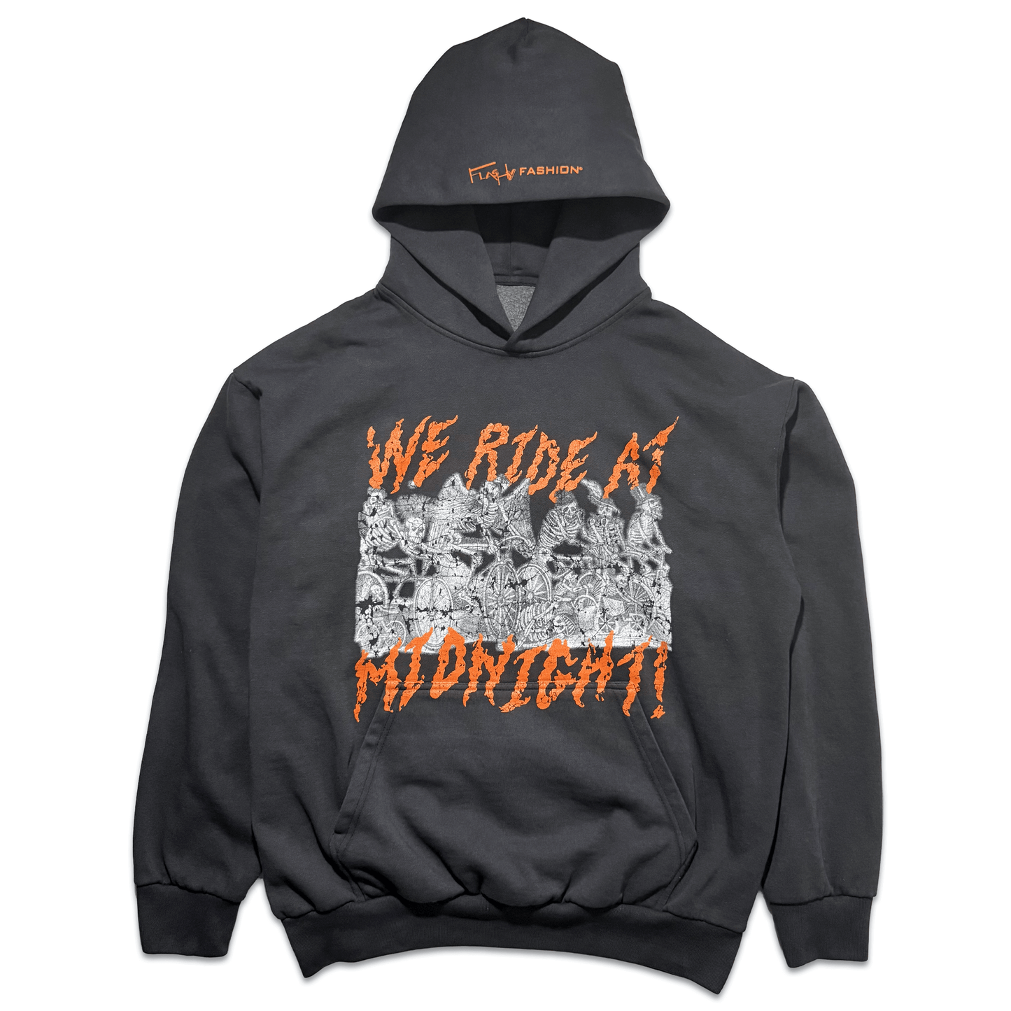 We Ride at Midnight Faded Black Hoodie Preorder