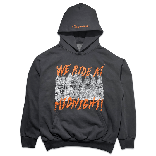 We Ride at Midnight Faded Black Hoodie Preorder