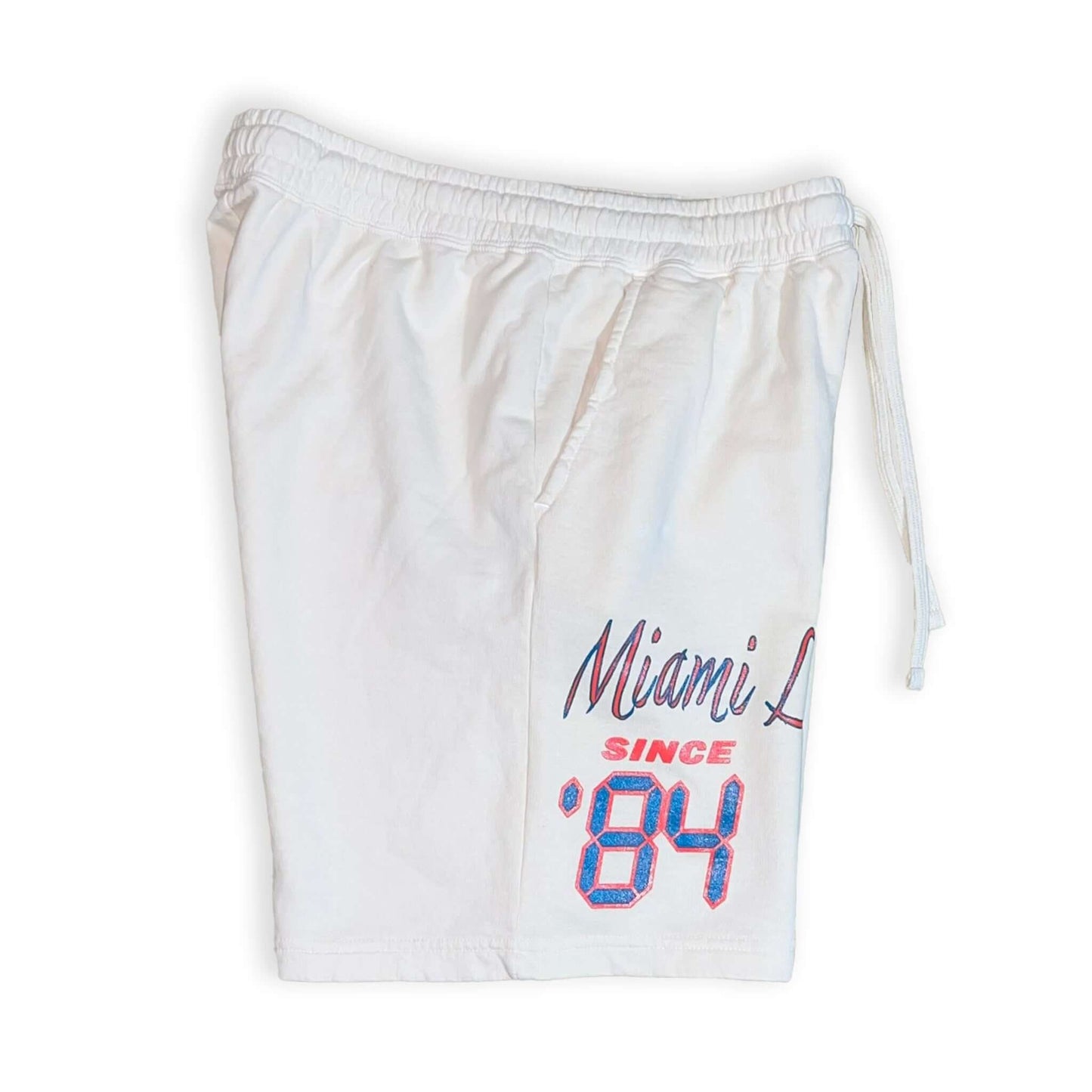 Miami Life Shorts features the FF.305 design on lower left leg. On the right leg is our Miami Life text design with Since '84, the year our CEO was born. Both designs are screenprinted to match our Miami Life: Sunshine & Good Vibes T-Shirt. Shorts are 6.5